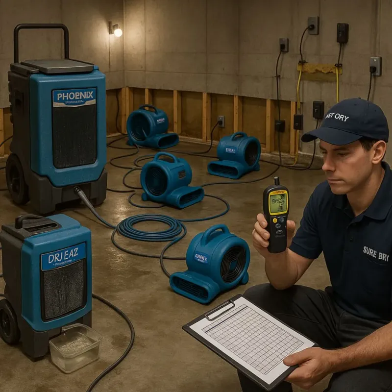 Structural Drying and Dehumidification process in Hackberry, LA